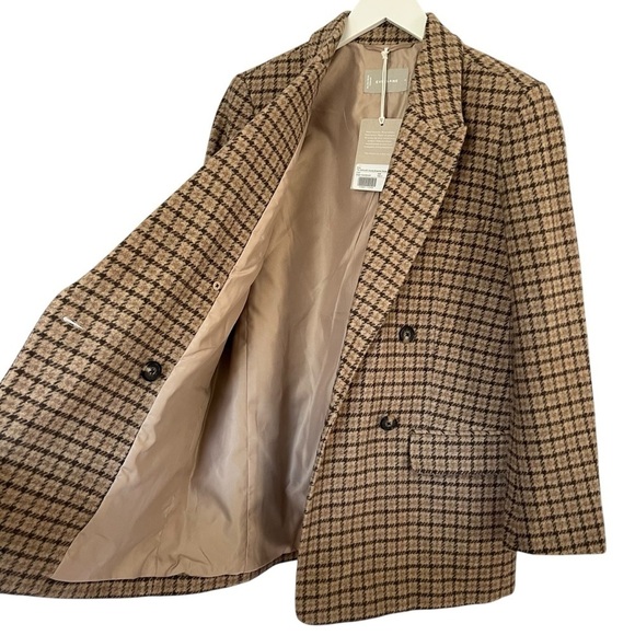 Everlane The ReWool Double Breasted Blazer Beige Houndstooth Size 4 NEW - Picture 7 of 12